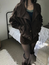 レイブン ベルト ハイネック ショート トレンチコート