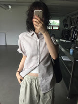 テリーヌシアーサッカーチェックシャツ (3color)