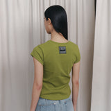 C 90S LINE V-NECK HALF-SLEEVE T-SHIRT_OLIVE