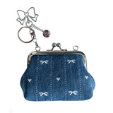 ミニリボンデニムフレームミニバッグ (handmade bag)