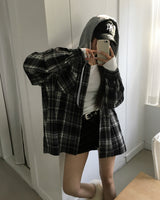 [ORIGINAL] Plain Hooded Check Shirt