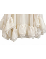 Hazel Sheer Ribbon Strap Frill Sleeveless Black