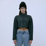 Boucle Turtleneck Cardigan (CHARCOAL)