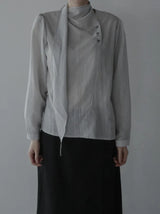 Noir Unbalance Button Scarf Blouse