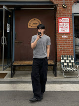 Vine sripe waffle short sleeve