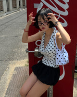 Ribbon Polka Dot Halterneck Sleeveless
