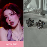 [クォン・ウンビ Piercing] メタルローズピアス - Silver Color