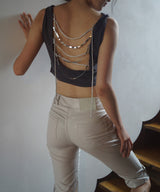Coated Faux Leather Capri Pants