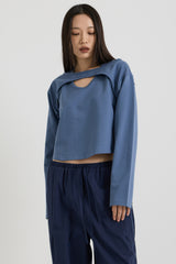 コットンレイヤード長袖Tシャツ, Navy
