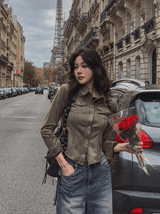 Zen Slim Fit Suede Cropped Shirt