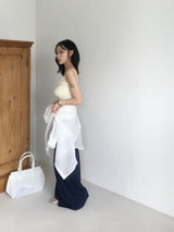 Apple Heart-Neck Ribbon-Ruched Sleeveless Top (6c)