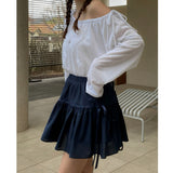 RIBBON SHIRRING SKIRT PANTS