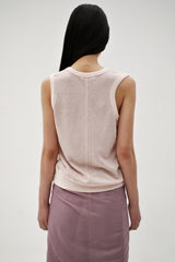Linen oval neck knit, Pink
