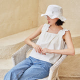 VA Stud Frill Bucket Hat / White