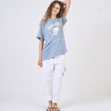 スナップルーズフィットTシャツ Sky Blue