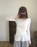 ソロングフリルレイヤードスリーブレスTシャツセット