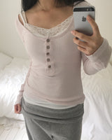 Echoes Button Long-Sleeve T-Shirt