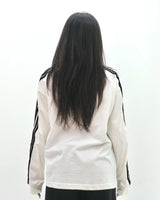 PEANUT STAIN - 4 Stripes Arm Ivory Boxy Long Sleeve Tshirt