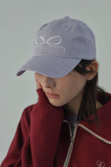 WHITE BOW EMBROIDERY CAP (PURPLE)