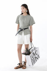SHIRRED ROUND TOP_SMOKE GREEN