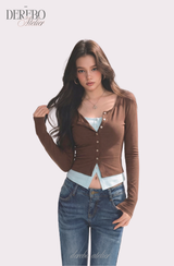 Mint Brown Layered T-shirt