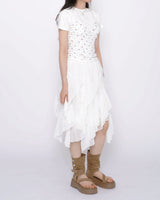 Cute Small Floral Lace Bustier Short Sleeve Set