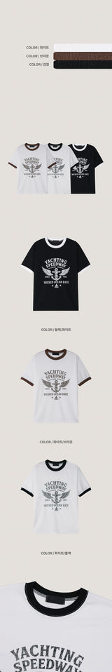 [MUSCLE FIT] オーシャンレース リンガーハーフTシャツ(3color)