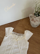 Texture Lace Ribbon Short Sleeve T-shirt