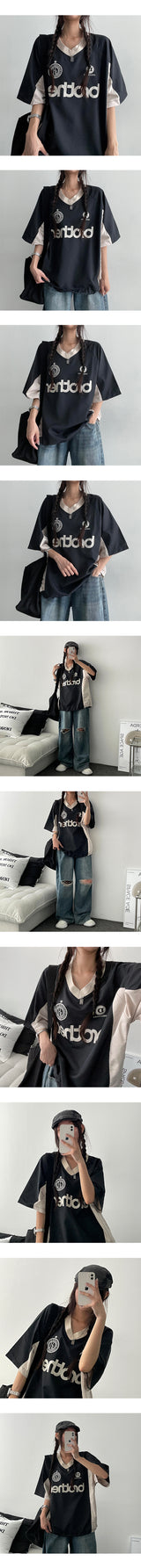 [S~XL] Bendil サイドピンタックニーズカッティングデニムワイドパンツ