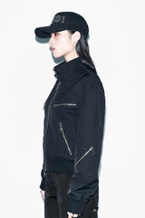 MULTI ZIPPER HIGH-NECK JUMPER BLACK