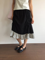 Le Shirring Curtain Midi Skirt (2color)
