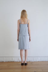 Satin lace top_skyblue