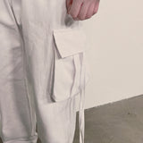 strap elastic pants_white