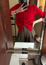 Compact cashmere round cardigan/5 colors