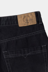 ルーズフィットテーパードデニムパンツ (Washed Black)