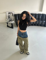 24SS Cropped Half Turtleneck Sleeveless T-Shirt