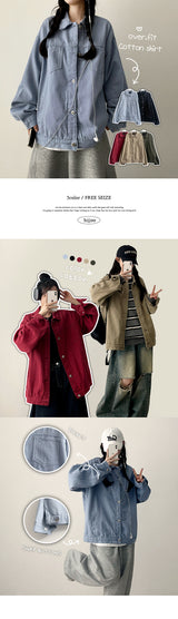 Eit Overfit Solid Cotton Trucker Jacket
