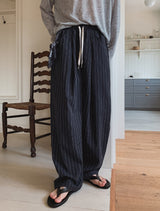 Summer Linen Stripe Banding Pants