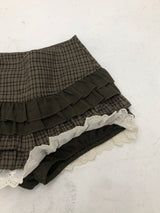 Brown Vintage Check Skirt Pants