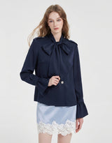 [PRE- FALL] Lumi Lace Satin A-Line Skirt Soft Blue