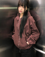 Peon Pigment-Washed Two-Way Crop Hoodie Zip-Up