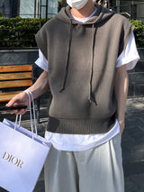 Over hood knit vest