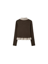 Duelly Ribbon Collar Layered Knit 233239008