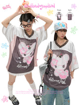 BETBEENANDx サマーシルバーオーバーサイズスプライスショートスリーブTシャツ