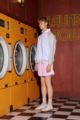 レタリングラグランスウェット／アッシュグレー-ライトグレー [Unisex]