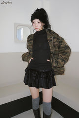 velvet cancan banding mini skirt