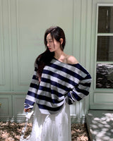 [MADE] Coming, striped off shoulder T-shirt
