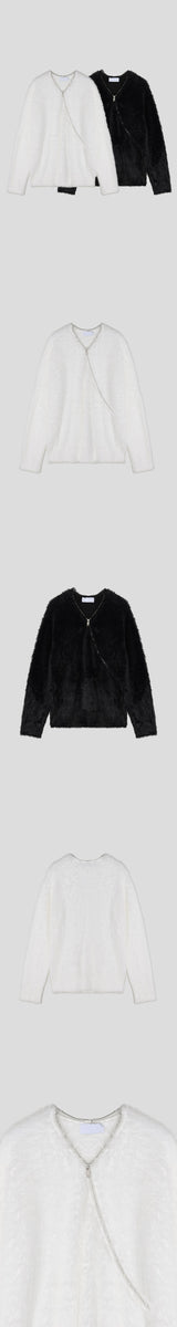 [F/W] Angora brush side zipper knit(2color)