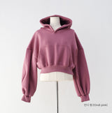 Diction embroidery sheepskin crop overhoodie