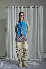 CHECK JERSEY SKIRT
